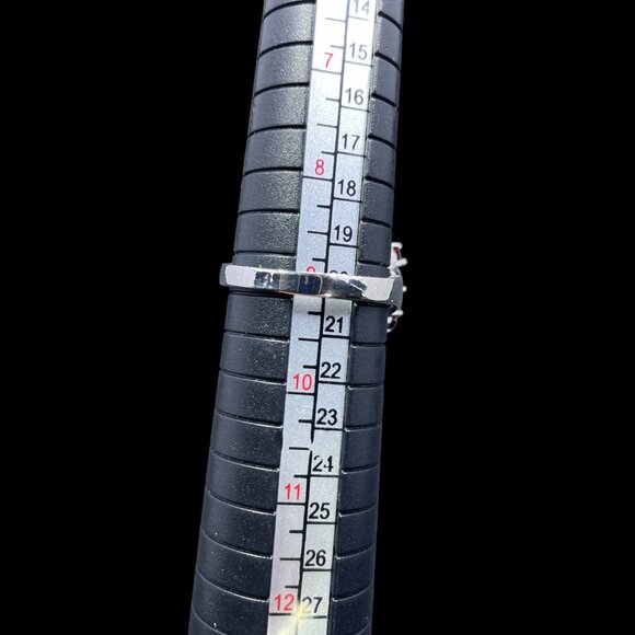 Swarovski Crystal Sterling Silver Ring Red Garnet Halo Size 9 Cocktail Ring - Picture 8 of 8